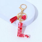 Charm para Bolsos Llavero Corazón Rojo Letras A-Z con Borlas, Colgante de Bolso Regalo para Mujer