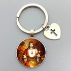 Llavero para Bolso Sagrado Corazón de Jesús y Virgen María - Joyería Religiosa Premium