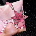 Llaveros Personalizados con Orquídea Mariposa y Borla - Llavero de Flor Púrpura