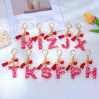 Charm para Bolsos Llavero Corazón Rojo Letras A-Z con Borlas, Colgante de Bolso Regalo para Mujer