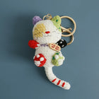 Llavero con peluche de gatito tejido a mano - Muñeco sonriente de crochet, llavero de punto, serie d