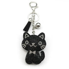 Llavero para Bolso Gato Negro con Moño y Tassel de Pedrería - Charm Elegante para Mujer y Hombre