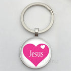 Llavero Coche I Love Jesus - Diseño Religioso con Vidrio Cabujón, Llavero para Coches Premium, Regal