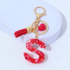 Charm para Bolsos Llavero Corazón Rojo Letras A-Z con Borlas, Colgante de Bolso Regalo para Mujer