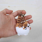 Llavero con peluche de gatito tejido a mano - Muñeco sonriente de crochet, llavero de punto, serie d