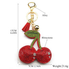 Llavero a crochet paso a paso: Cereza roja con pedrería, colgante artesanal para bolso de verano