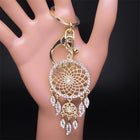 Llavero a Crochet para Hombre Bohemian Dream Catcher Atrapasueños Artesanal con Pluma y Tassel