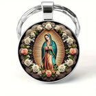 Llavero Retro Exquisito con Flores y Patrones Elegantes - Keychain de Vidrio y Aleación Premium