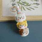 Llavero con peluche de gatito tejido a mano - Muñeco sonriente de crochet, llavero de punto, serie d