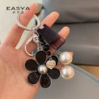 Llaveros Originales para Coche - EASYA Girasol Negro Perla de Lujo Llavero Cadena Regalo Fiesta