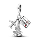 Llaveros Charms de Plata 925: Torre Eiffel, Coliseo, Arco del Triunfo - Luminosos y Elegantes
