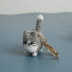 Llavero con peluche de gatito tejido a mano - Muñeco sonriente de crochet, llavero de punto, serie d