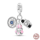 Llaveros Charms de Plata 925: Torre Eiffel, Coliseo, Arco del Triunfo - Luminosos y Elegantes