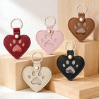 Llavero para bolso de cuero con forma de corazón y pata - Recuerdo para dueños de perros y gatos