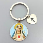Llavero para Bolso Sagrado Corazón de Jesús y Virgen María - Joyería Religiosa Premium