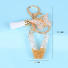 Llaveros Originales para Coche - Elegancia Blanca con Iniciales y Borla de Mariposa