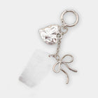 Bag Charm Coquette Aesthetic Llavero para Bolso con Colgante Corazón Plateado y Peine Acetato