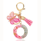 Bag Charm Personalizado: Llavero Letra Inicial Rosa con Colgante Mariposa - Accesorio Premium para B