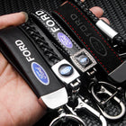 Llavero Ford Original de Cuero y Metal - Accesorio Premium para Mustang, Focus, Fiesta, Mondeo, Tran