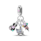 Llaveros Charms de Plata 925: Torre Eiffel, Coliseo, Arco del Triunfo - Luminosos y Elegantes