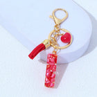Charm para Bolsos Llavero Corazón Rojo Letras A-Z con Borlas, Colgante de Bolso Regalo para Mujer