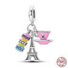Llaveros Charms de Plata 925: Torre Eiffel, Coliseo, Arco del Triunfo - Luminosos y Elegantes