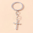 Llavero a Crochet Paso a Paso: Cruz Elegante con Cristal – Colgante Religioso Premium para Coche, Bo