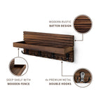 Llaveros Personalizados de Madera Rústica - Soporte de Pared con 4 Ganchos para Entrada, Organizador