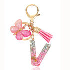 Bag Charm Personalizado: Llavero Letra Inicial Rosa con Colgante Mariposa - Accesorio Premium para B