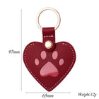 Llavero para bolso de cuero con forma de corazón y pata - Recuerdo para dueños de perros y gatos