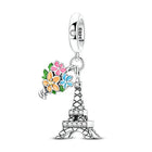 Llaveros Charms de Plata 925: Torre Eiffel, Coliseo, Arco del Triunfo - Luminosos y Elegantes