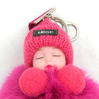 Llavero con Peluche Pompom Bebé Durmiendo - Suave y Esponjoso Llavero de Peluche para Mujer, Decorac