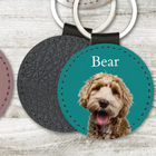 Llavero con Foto Personalizado para Mascotas - Perro Gato Retrato Nombre Cuero Recuerdo Premium