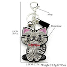 Llavero con Peluche de Gato Brillante - Colgante de Bolso con Cristales y Borla Negra para Mujer y H