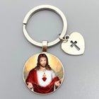 Llavero para Bolso Sagrado Corazón de Jesús y Virgen María - Joyería Religiosa Premium