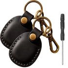 Llavero con AirTag de Cuero Genuino - Funda Protectora para Mascotas, Equipaje y Bolsos