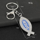 Bag Charm Llavero Religioso Premium - Símbolo de Jesús en 3 Colores con Cristal