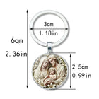 Llaveros Originales para Coche - Diseño Retro Virgen María con Gema del Tiempo, Llavero Premium para