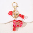 Llavero con Foto Personalizado: Inicial A-Z con Borla para Mujer, Regalo San Valentín