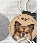 Llavero con Foto Personalizado para Mascotas - Perro Gato Retrato Nombre Cuero Recuerdo Premium