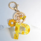 Llavero para moteros con inicial personalizada - Girasol amarillo fashion premium