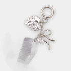 Bag Charm Coquette Aesthetic Llavero para Bolso con Colgante Corazón Plateado y Peine Acetato