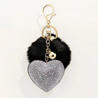 Llavero con Peluche Rhinestone Heart - Llavero Capibara Peluche Premium de Aleación y Pelo Sintético