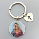 Llavero para Bolso Sagrado Corazón de Jesús y Virgen María - Joyería Religiosa Premium