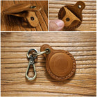 Llaveros para AirTag de Cuero Retro - Funda Protectora Anticaídas para Localizador Apple, Accesorio