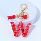 Charm para Bolsos Llavero Corazón Rojo Letras A-Z con Borlas, Colgante de Bolso Regalo para Mujer