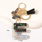 Llavero con Foto Personalizado Mariposa Negra y Borla - Regalo Único para Mamá