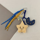 Llavero a Crochet Paso a Paso - Sonrisa Estrella Luna Sol - Colgante de Bolso Artesanal Azul y Amari