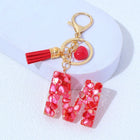 Charm para Bolsos Llavero Corazón Rojo Letras A-Z con Borlas, Colgante de Bolso Regalo para Mujer