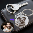 Llavero con Foto Personalizado - Llavero de Acero Inoxidable Grabado, Retrato Redondo, Regalo Único